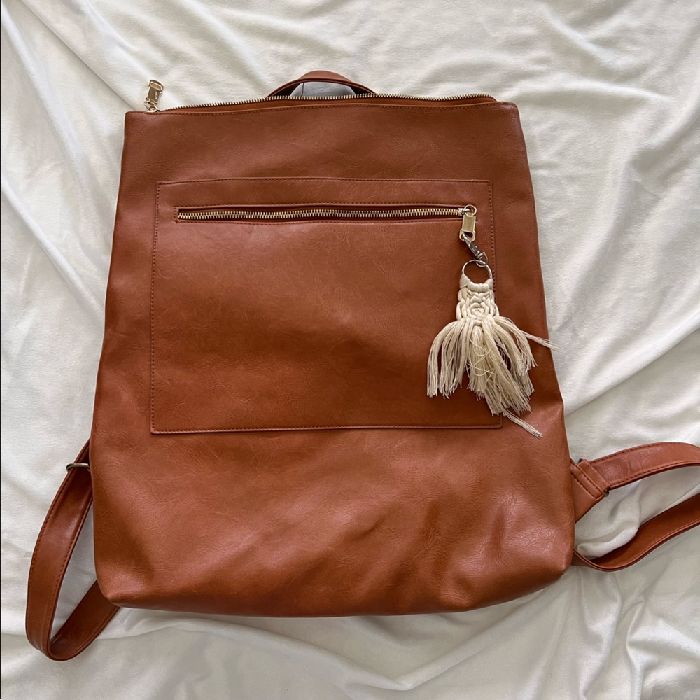 Faux leather backpack